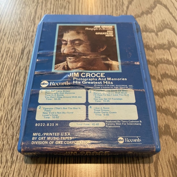 Jim Croce 8 Track Tape Photographs and Memories, His Greatest Hits, 1974 Vintage - Picture 2 of 6